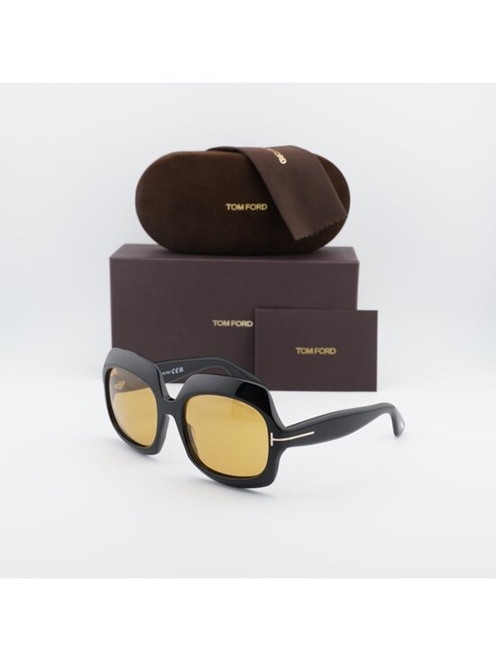 Tom Ford Ren FT1155 01E Sunglasses Shiny Black Square Frame, Brown Lenses main image 5